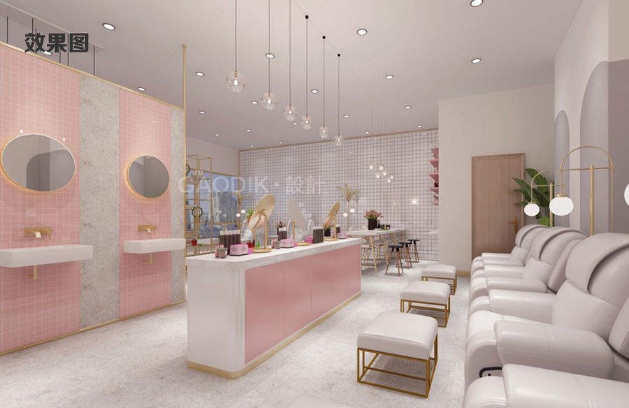 【展厅】U3 NAIL 美甲店,粉色极简主义|商业空间
